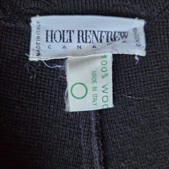 100% Wool Gorgeous Holt Renfrew Long Open Black Cardigan - Picture 10 of 11